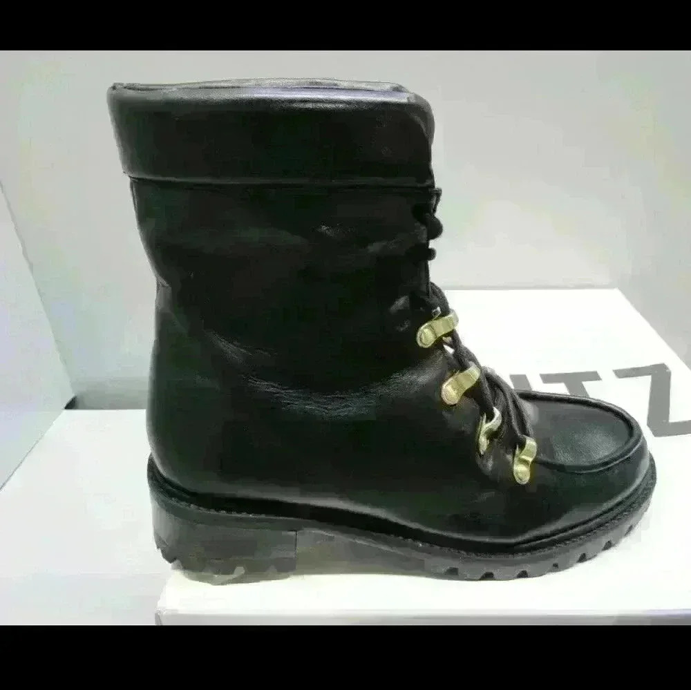 Schutz Women's US 6.5 B Jayne Soft Lightweight Leather Combat Boots Black - Picture 3 of 10